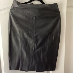 Express black Faux leather midi skirt in size 6